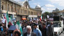 گزارش تصویری از تجمع اعتراض آمیز به هتک حرمت صحابه پیامبر(ص) در همدان